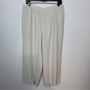 Eileen Fisher Pants Womens Bone Silk Crepe Straight Pull On medium NWT $238